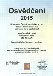 osvědčení prodejce Hormann 2015